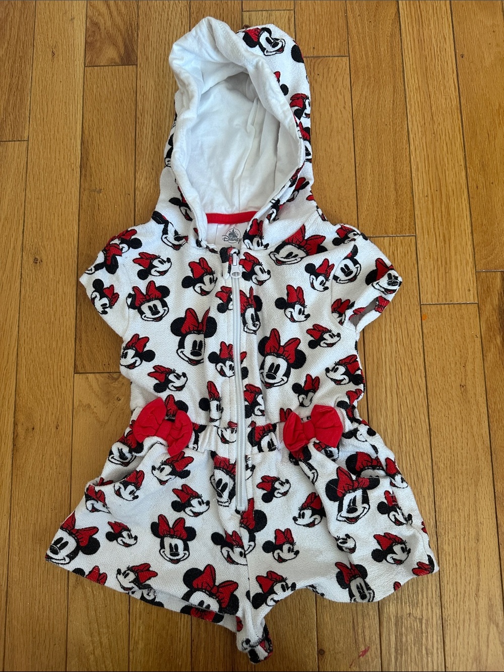 Disney Minnie Mouse White, Red and Black Hooded Swim Coverup